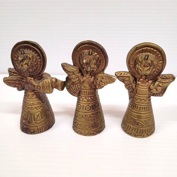 Gold Angels Hanging Instruments Lot 6 Italy Vintage 3 are 3'' & 3 are 3.75'' - Picture 4 of 14